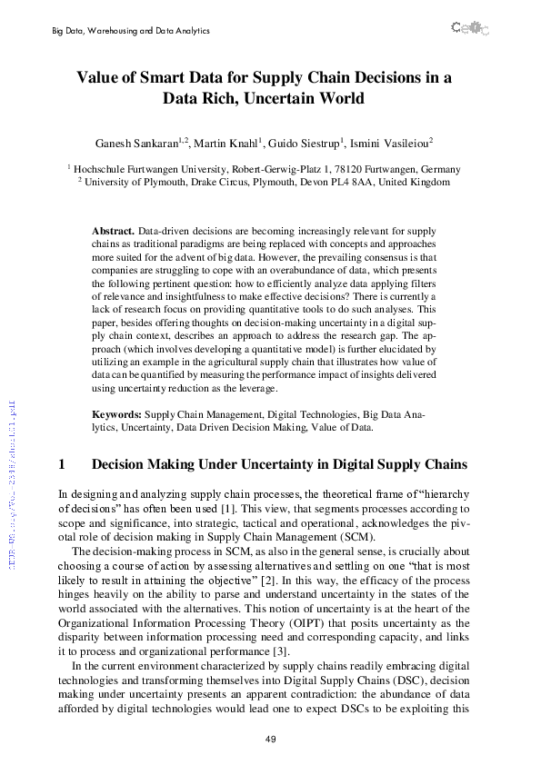 (PDF) Value of Smart Data for Supply Chain Decisions in a Data Rich ...
