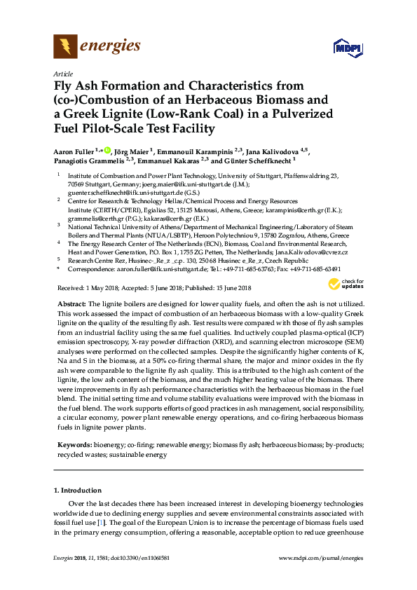 (PDF) Fly Ash Formation and Characteristics from (co-)Combustion of an ...