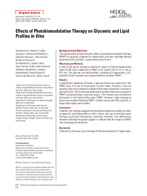 (PDF) Effects of Photobiomodulation Therapy on Glycemic and Lipid ...