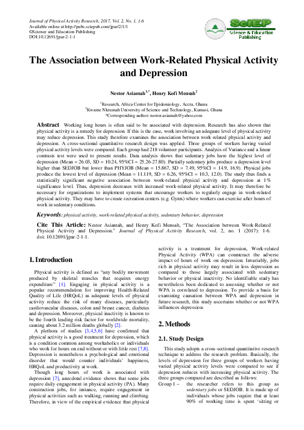 (PDF) Physical Activity and Depression