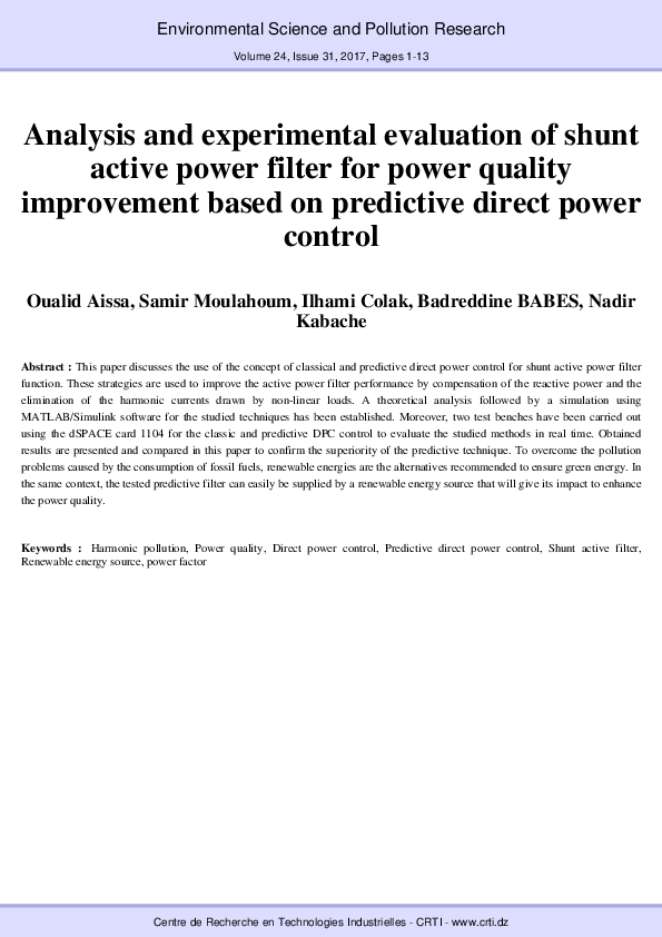 (PDF) Analysis and experimental evaluation of shunt active power filter ...