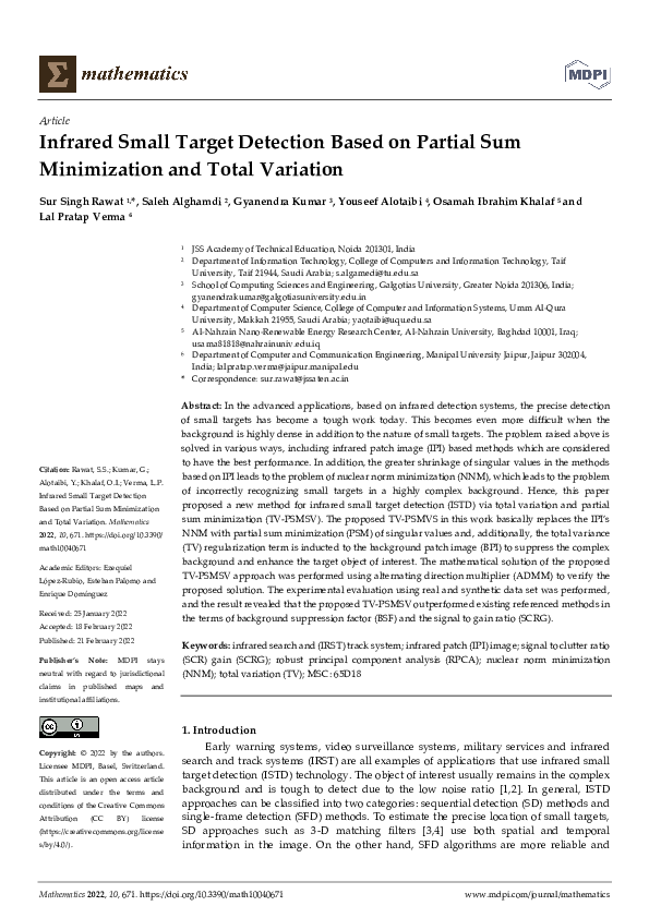 (PDF) Infrared Small Target Detection Based on Partial Sum Minimization ...