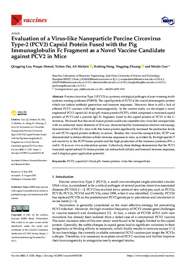 (PDF) Evaluation of a Virus-like Nanoparticle Porcine Circovirus Type-2 ...