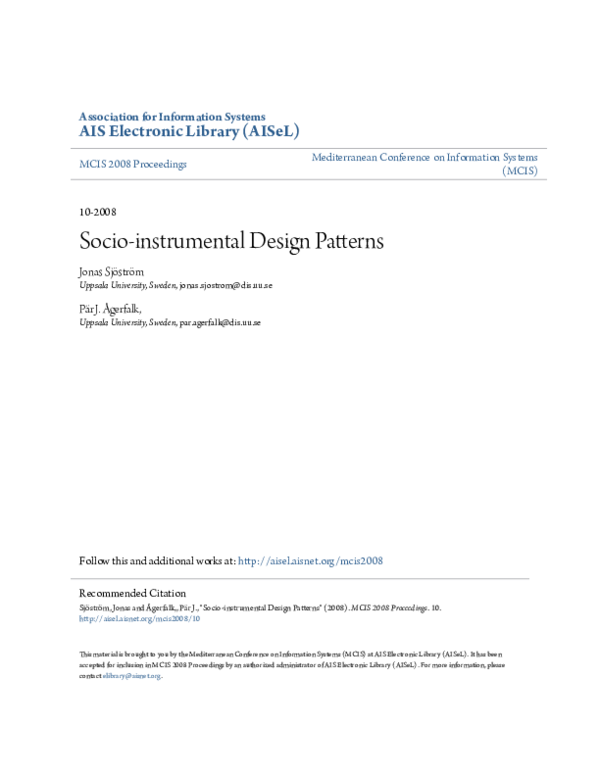 (PDF) Socio-instrumental Design Patterns