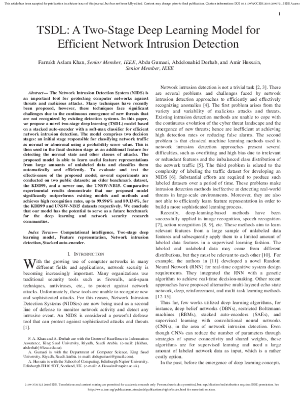 (PDF) TSDL: A TwoStage Deep Learning Model for Efficient Network ...