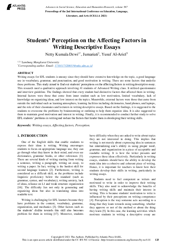 (PDF) Students’ Perception on the Affecting Factors in Writing ...