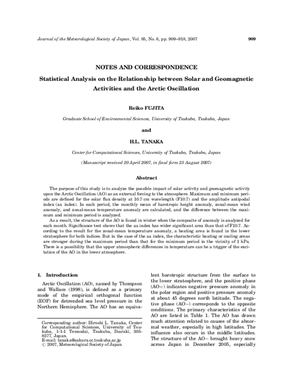 (PDF) Statistical Analysis on the Relationship between Solar and ...
