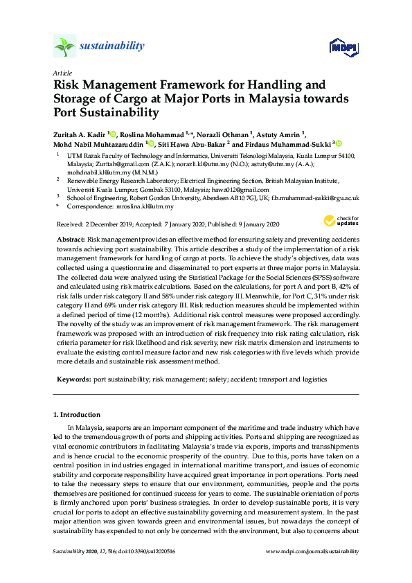 (PDF) Risk Management Framework for Handling and Storage of Cargo at ...