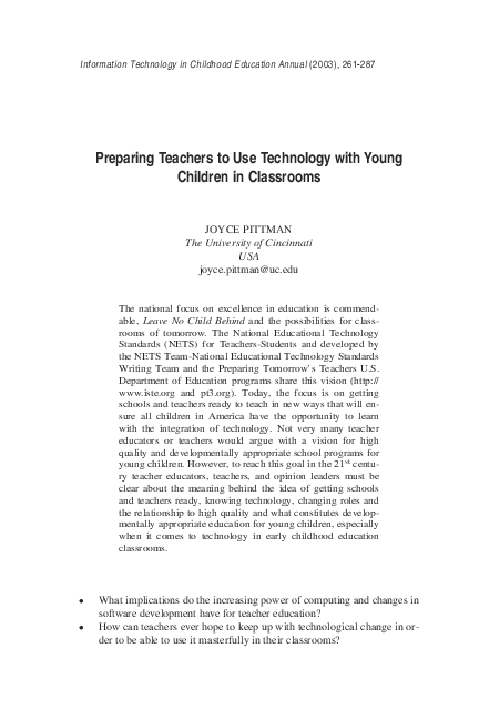 (PDF) Preparing Teachers to Use Technology with Young Children in ...
