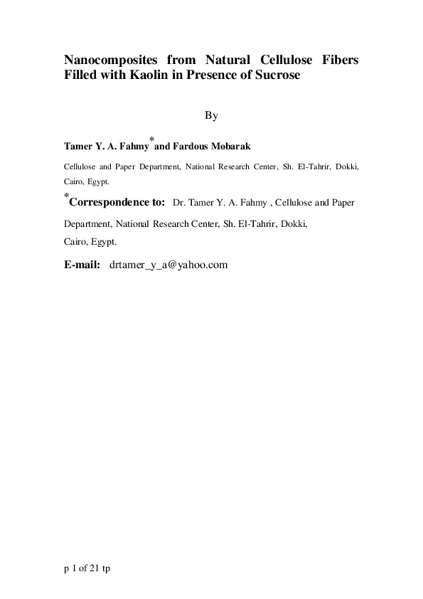(PDF) Nanocomposites from natural cellulose fibers filled with kaolin ...