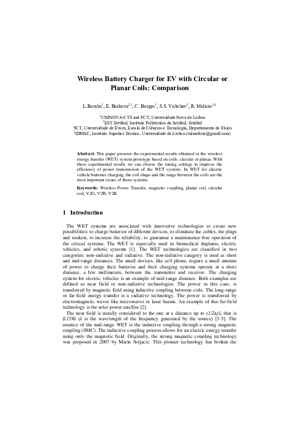 (PDF) Wireless Battery Charger for EV with Circular or Planar Coils ...