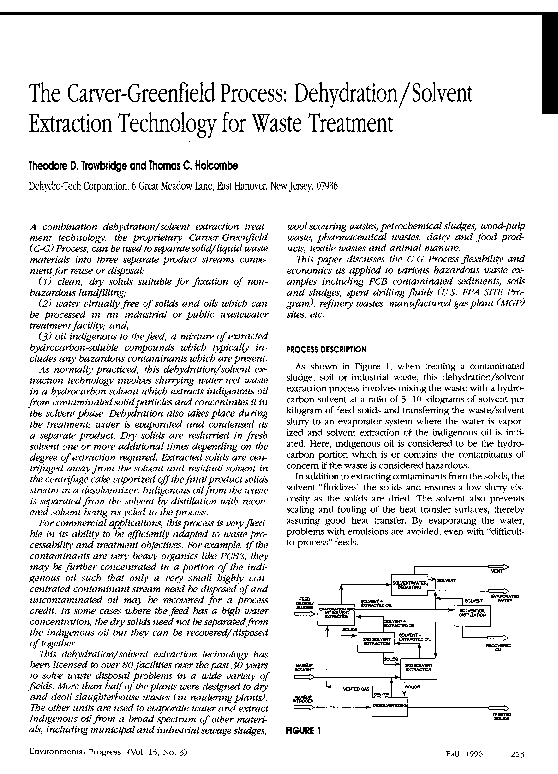(PDF) The CarverGreenfield Process Dehydration/solvent extraction