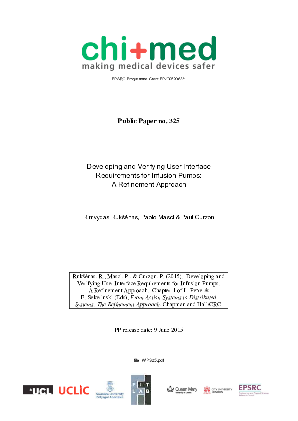  pdf developing and verifying user interface requirements for infusion