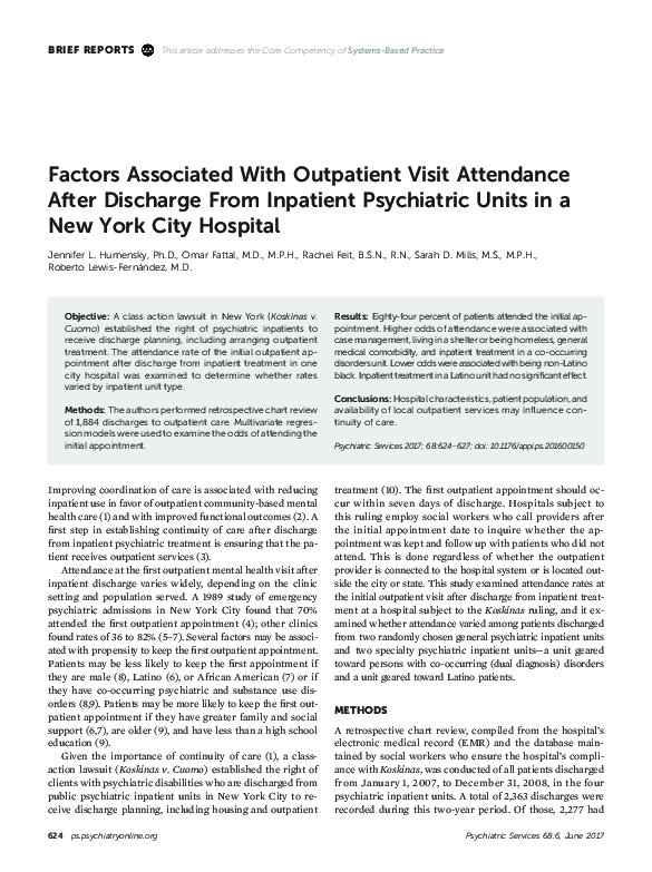 (PDF) Factors Associated With Outpatient Visit Attendance After ...