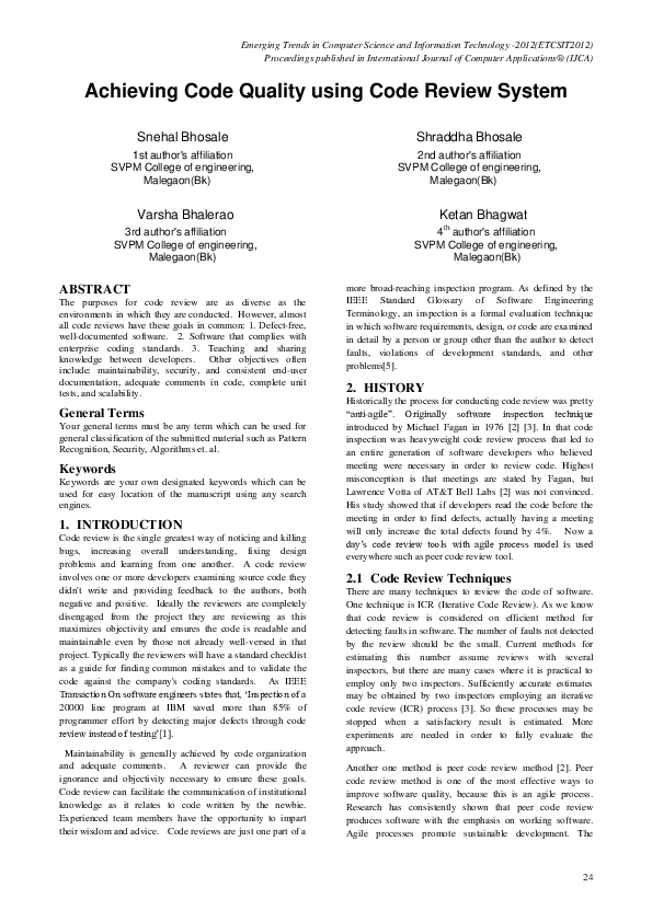 (PDF) Achieving Code Quality using Code Review System