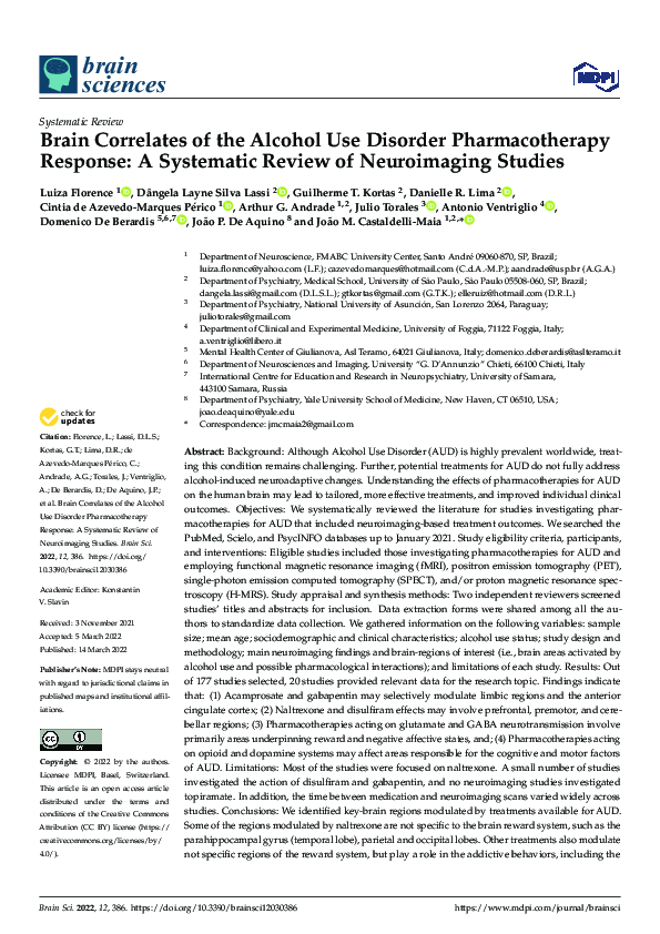 (PDF) Brain Correlates of the Alcohol Use Disorder Pharmacotherapy ...