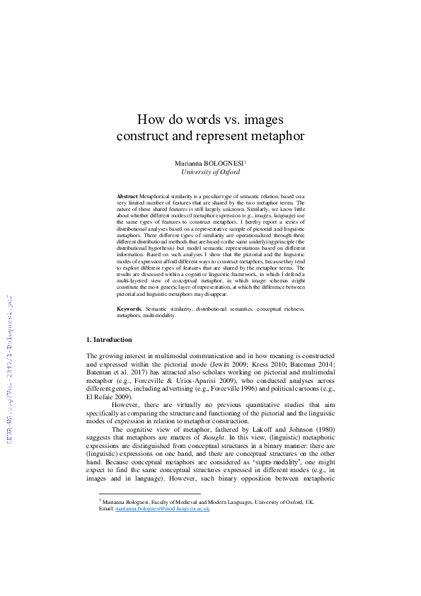 (PDF) How Do Words vs. Images Construct and Represent Metaphor