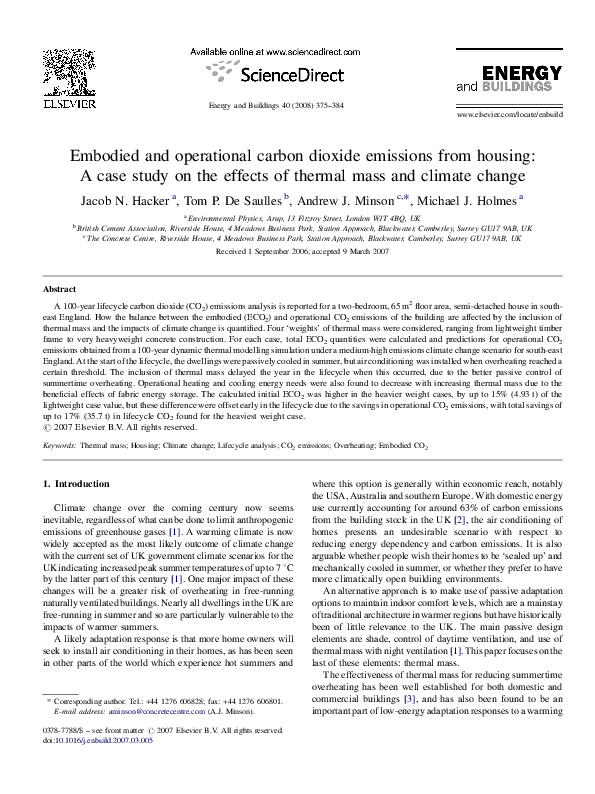 (PDF) Embodied and operational carbon dioxide emissions from housing: a ...