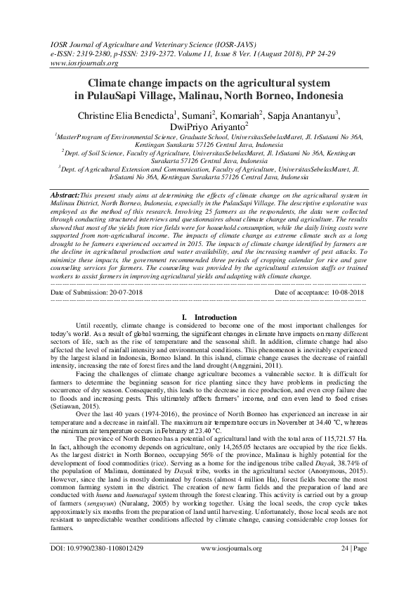 (PDF) Climate change impacts on agricultural systems