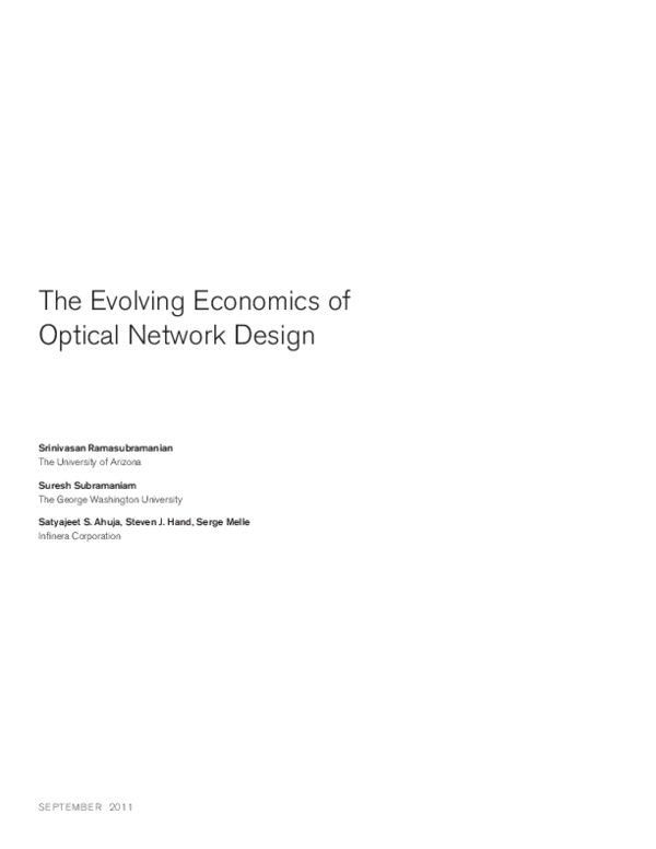(PDF) The Evolving Economics of Optical Network Design Srinivasan