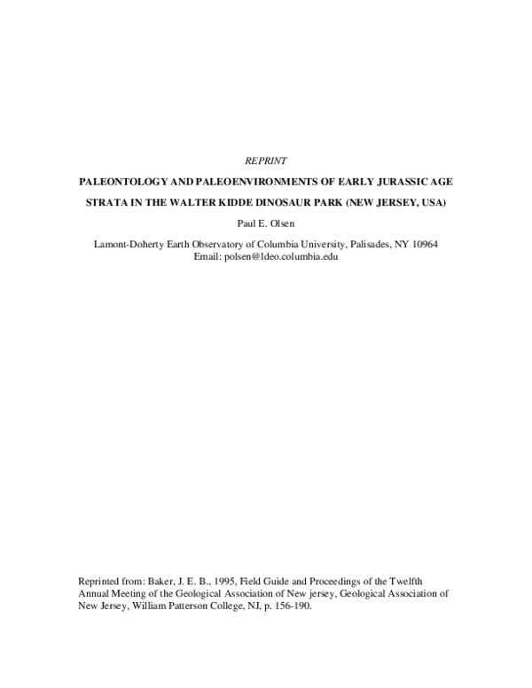 (PDF) Reprint Paleontology and Paleoenvironments of Early Jurassic Age ...