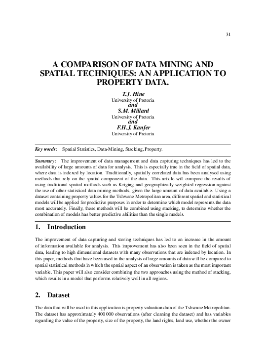 (PDF) A comparison of data mining and spatial techniques : an ...