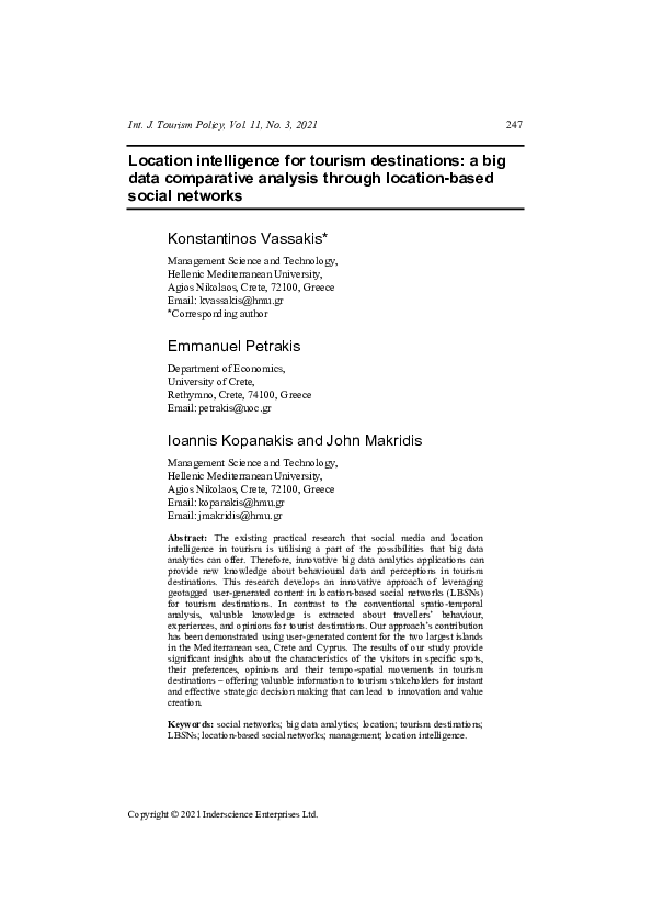 (PDF) Location intelligence for tourism destinations: a big data ...