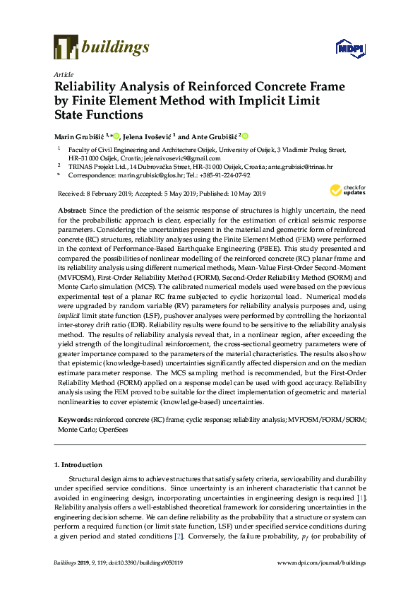 (PDF) Reliability Analysis of Reinforced Concrete Frame Under Seismic ...