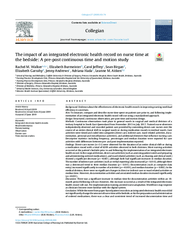 (PDF) The impact of an integrated electronic health record on nurse ...