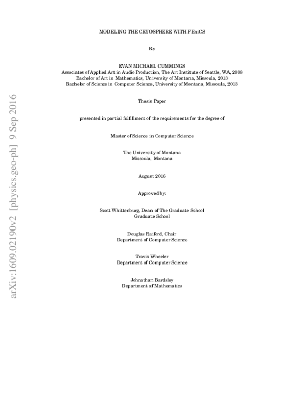 PDF) Modeling the cryosphere with FEniCS