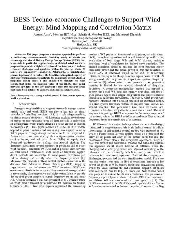 (PDF) BESS Techno-economic Challenges to Support Wind Energy: Mind ...