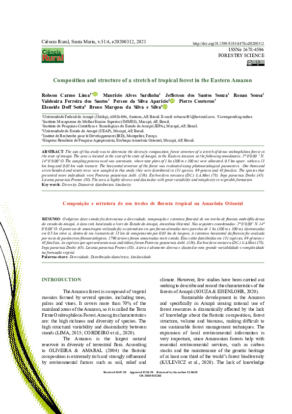 (PDF) Composition and structure of a stretch of tropical forest in the ...