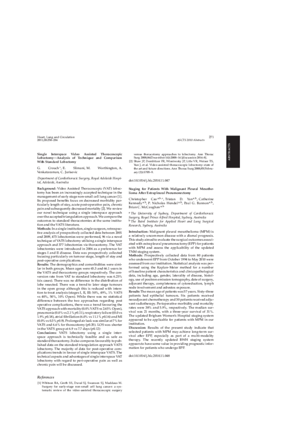 (PDF) Single Interspace Video Assisted Thoracoscopic Lobectomy—Analysis ...