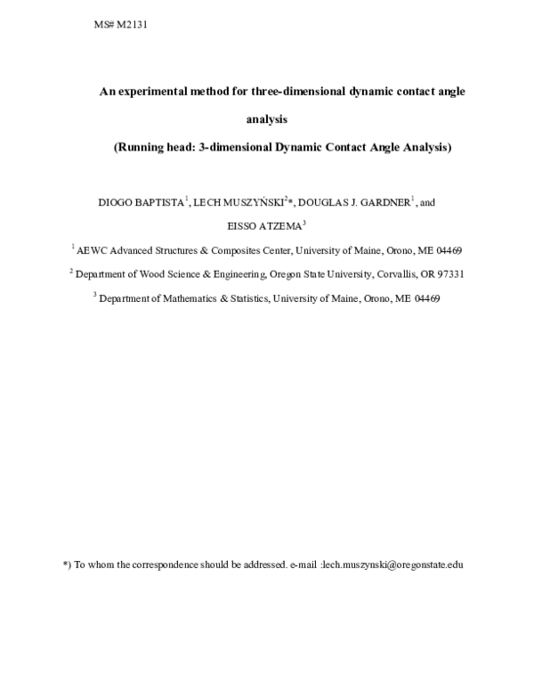 (PDF) An Experimental Method for Three-Dimensional Dynamic Contact ...