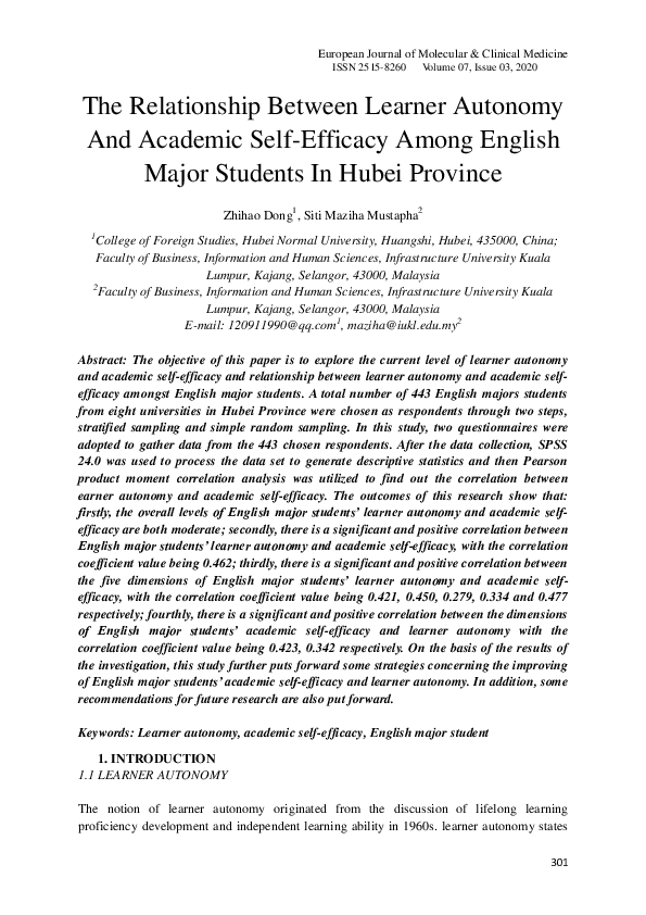 (PDF) The Relationship Between Learner Autonomy And Academic Self ...