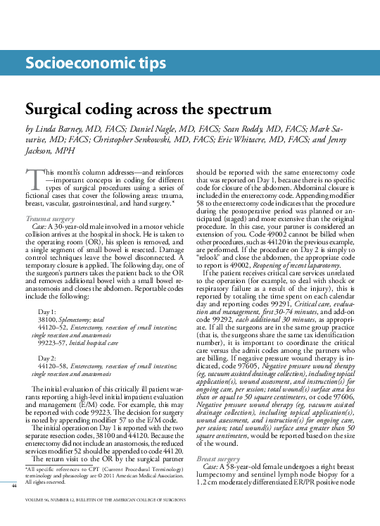 (PDF) Surgical coding across the spectrum