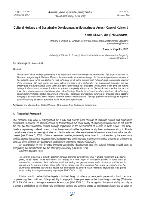 (PDF) Cultural Heritage and Sustainable Development in Mountainous ...