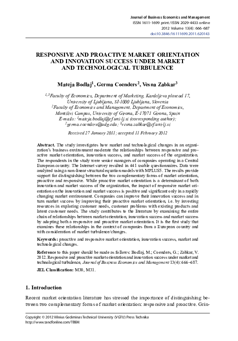 (PDF) Responsive and Proactive Market Orientation and Innovation ...
