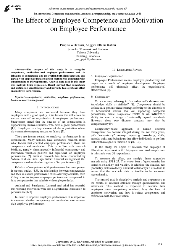 (PDF) The Effect of Employee Competence and Motivation on Employee ...