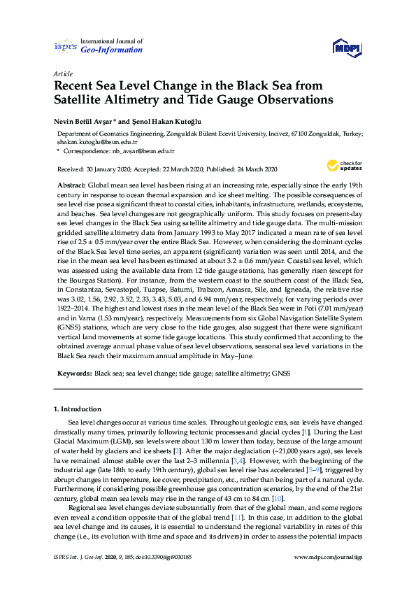 (PDF) Recent Sea Level Change in the Black Sea from Satellite Altimetry ...
