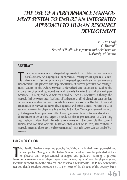 (PDF) The use of a performance management system to ensure an ...