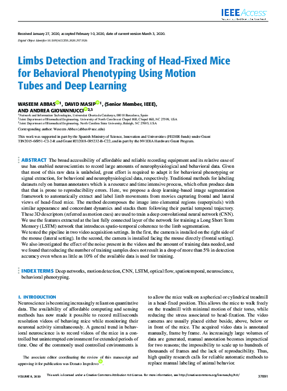 (PDF) Limbs Detection and Tracking of Head-Fixed Mice for Behavioral ...