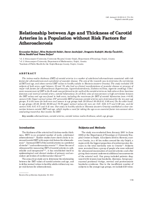 (PDF) Relationship between Age and Thickness of Carotid Arteries in a ...