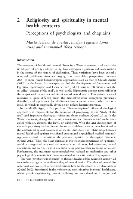 (PDF) Religiosity and spirituality in mental health contexts
