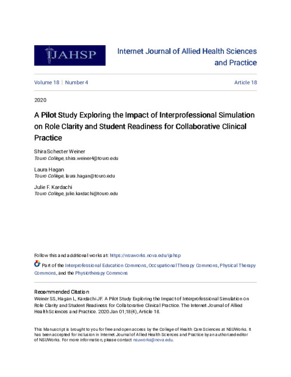 (PDF) A Pilot Study Exploring the Impact of Interprofessional ...