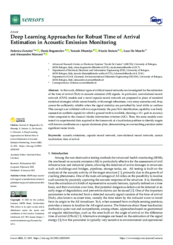 (PDF) Deep Learning Approaches for Robust Time of Arrival Estimation in ...