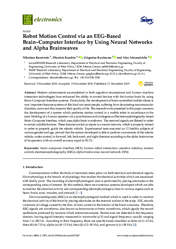 (PDF) Robot Motion Control via an EEG-Based Brain–Computer Interface by ...