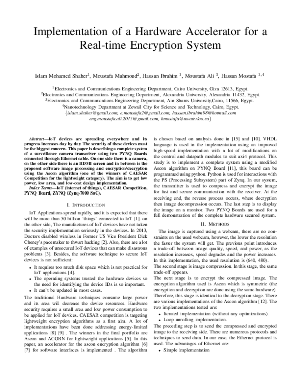 (PDF) Implementation of a Hardware Accelerator for a Realtime