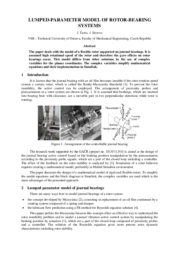 (PDF) Lumped-Parameter Model of Rotor-Bearing Systems