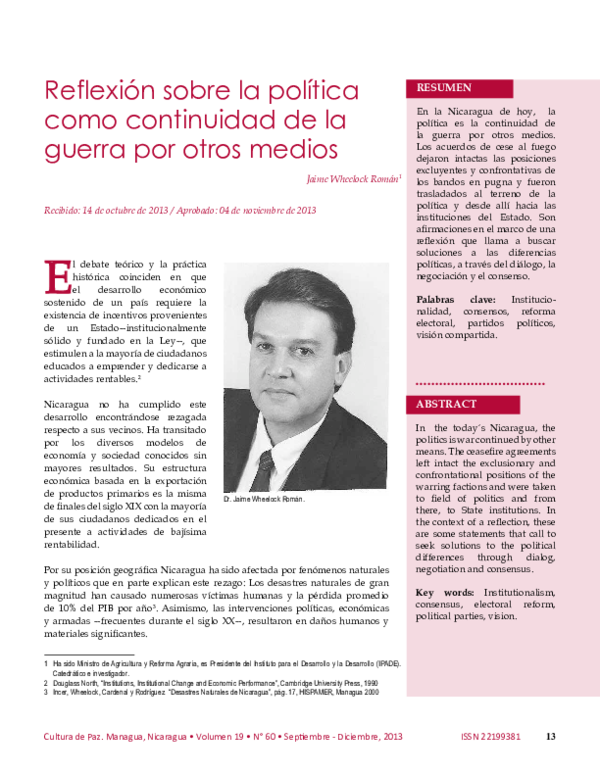 (PDF) Reflexión sobre la política como continuidad de la guerra por otros medios Jaime (PDF) Reflexión sobre la política como continuidad de la guerra por otros medios Jaime
